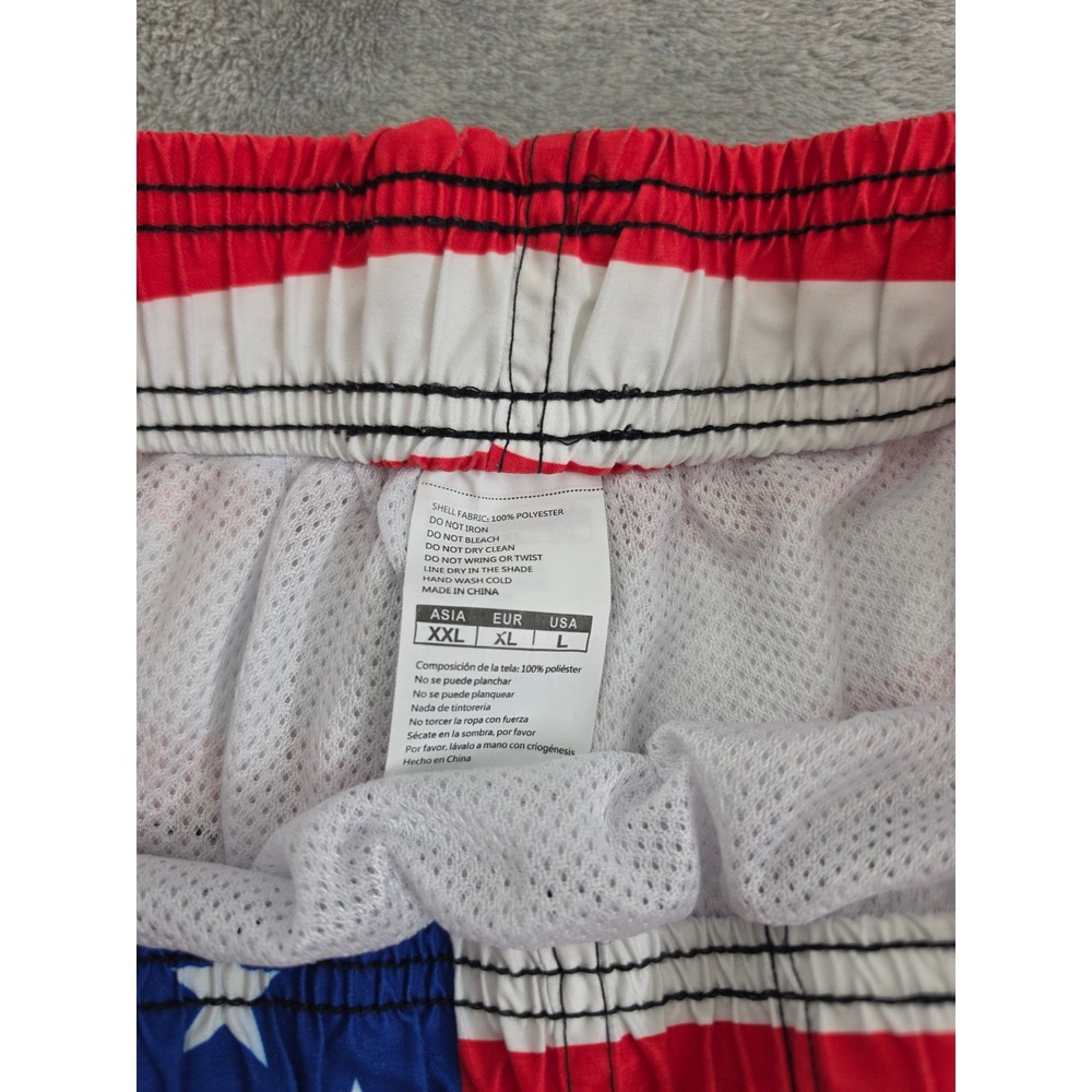 American Flag Patriotic Swim Trunks Mens Large USA Stars and Stripes Board Short - Picture 2 of 6